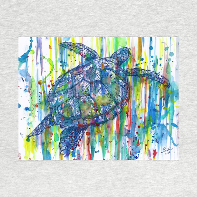 TURTLE watercolor and ink portrait.1 by lautir